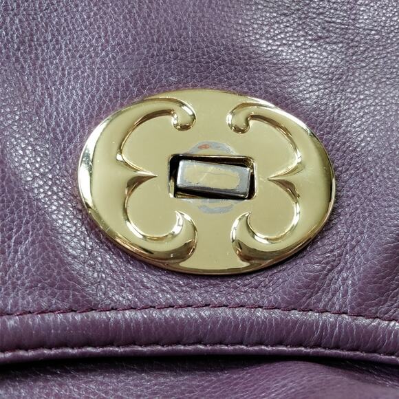 EMMA FOX Burgundy Purple Flap Leather Satchel - Picture 8 of 8